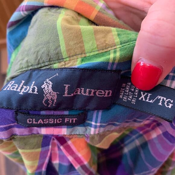Ralph Lauren Men’s XL Multicolor Plaid Button Down Short sleeve - Picture 5 of 6
